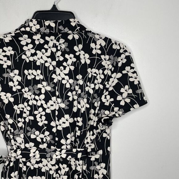 MOTHERHOOD Black Floral Maternity Jersey Dress Wrap Stretch Short Sleeve Medium - Picture 4 of 7